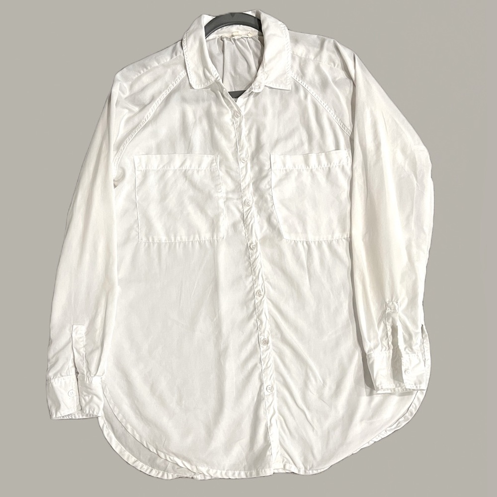 Lou & Grey Linen Classic White Button-Up Shirt